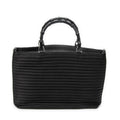 Handbag Large Bamboo Shopper Tote Black Quilted Nylon Canvas