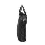 Handbag Large Bamboo Shopper Tote Black Quilted Nylon Canvas