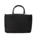 Handbag Large Bamboo Shopper Tote Black Quilted Nylon Canvas