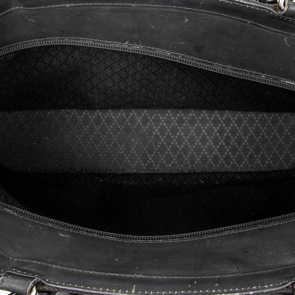 Handbag Large Bamboo Shopper Tote Black Quilted Nylon Canvas
