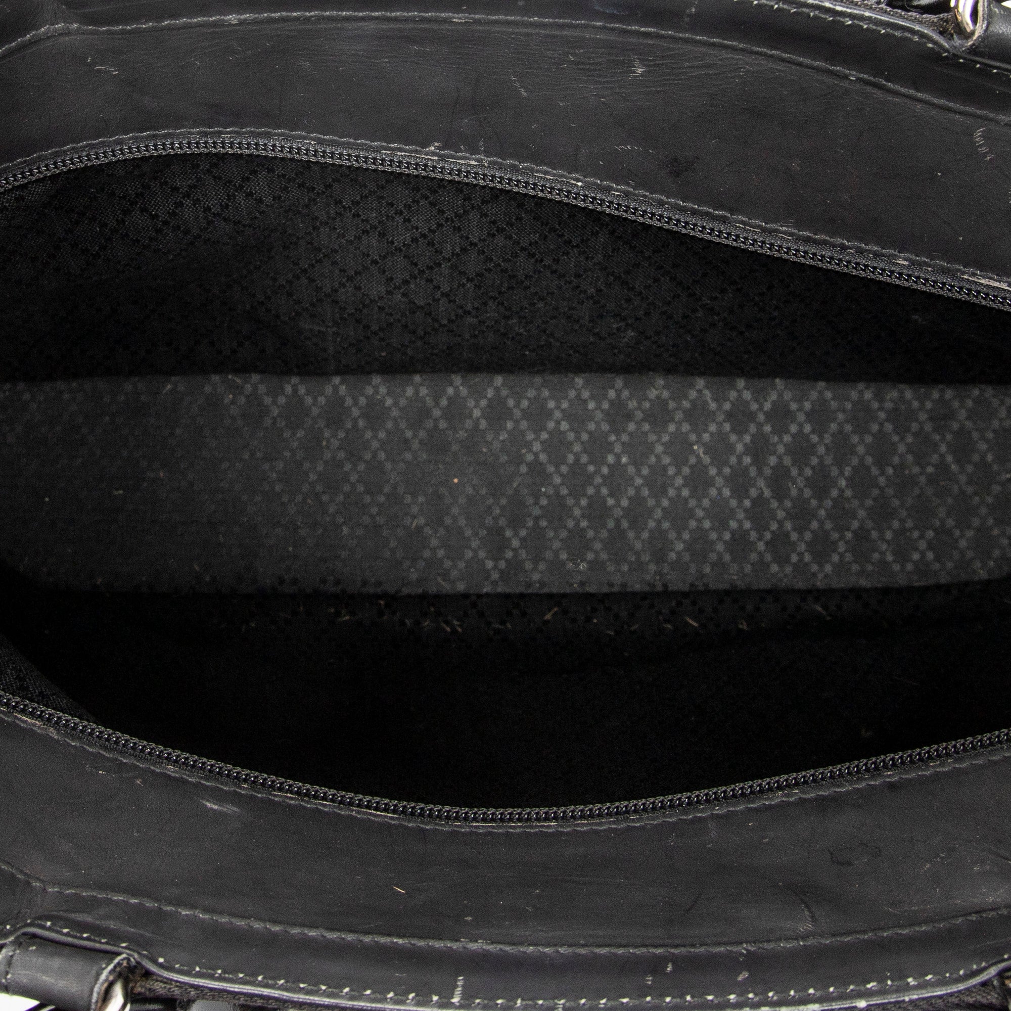 Handbag Large Bamboo Shopper Tote Black Quilted Nylon Canvas