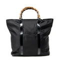 Handbag Large Bamboo Shopper Tote Black Nylon Canvas