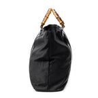 Handbag Large Bamboo Shopper Tote Black Nylon Canvas