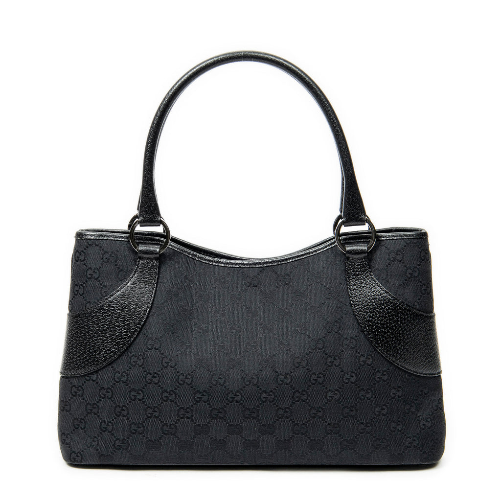 Shoulder Bag Horizontal Jacquard Tote Black Monogrammed Canvas