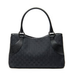 Shoulder Bag Horizontal Jacquard Tote Black Monogrammed Canvas