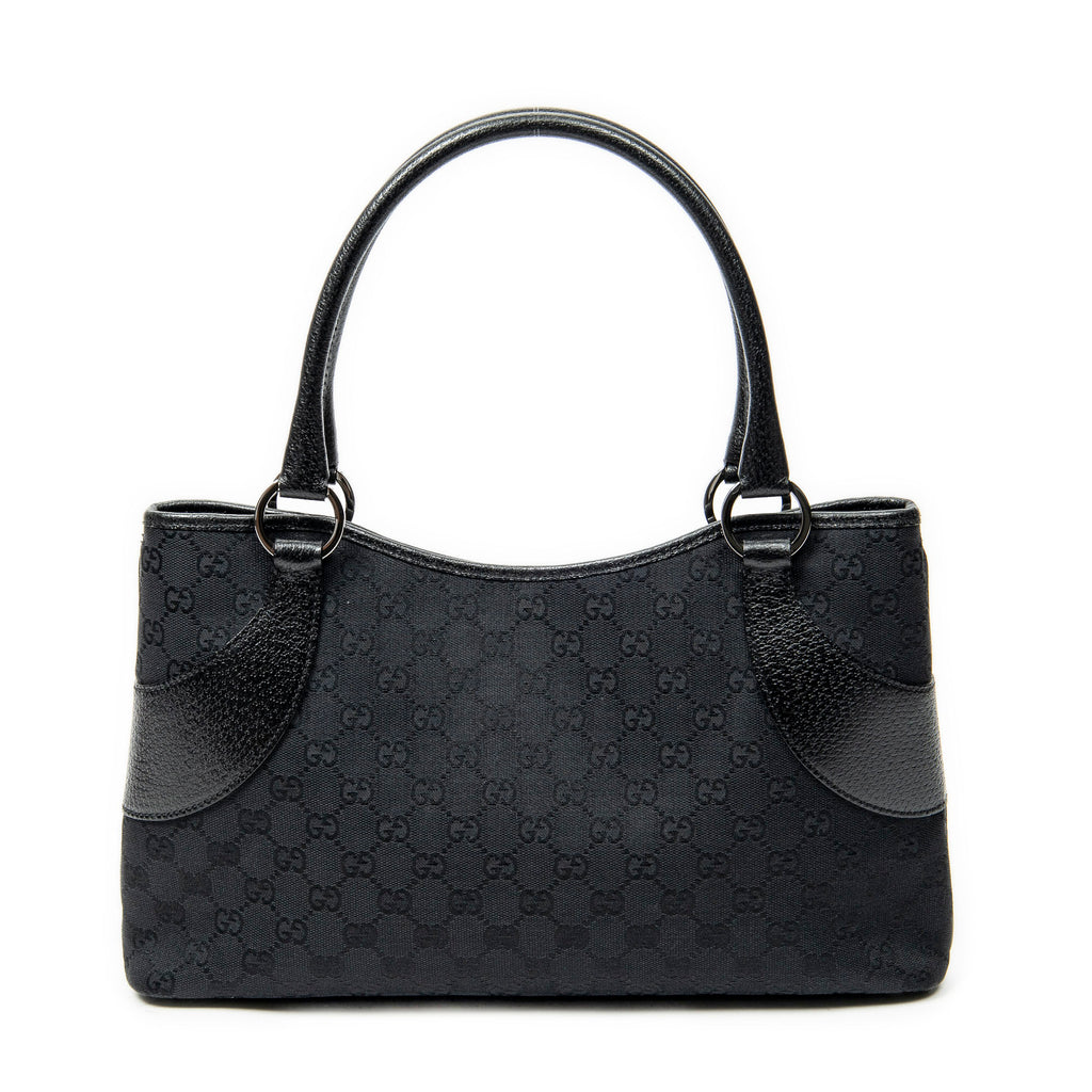 Shoulder Bag Horizontal Jacquard Tote Black Monogrammed Canvas