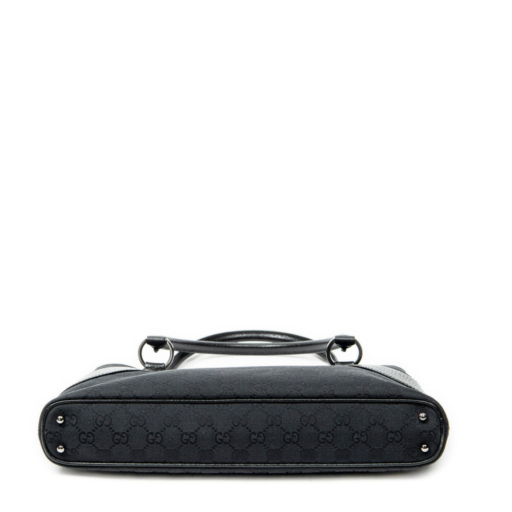 Shoulder Bag Horizontal Jacquard Tote Black Monogrammed Canvas