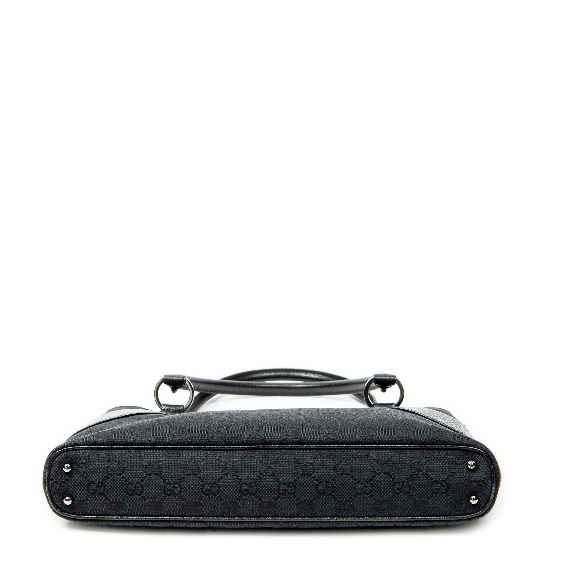 Shoulder Bag Horizontal Jacquard Tote Black Monogrammed Canvas