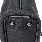 Shoulder Bag Horizontal Jacquard Tote Black Monogrammed Canvas