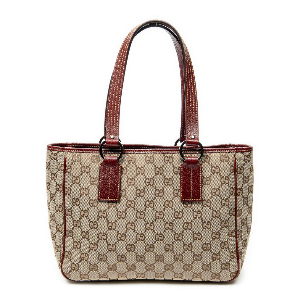 Shoulder Bag Small Shoulder Tote Maroon Monogrammed Canvas
