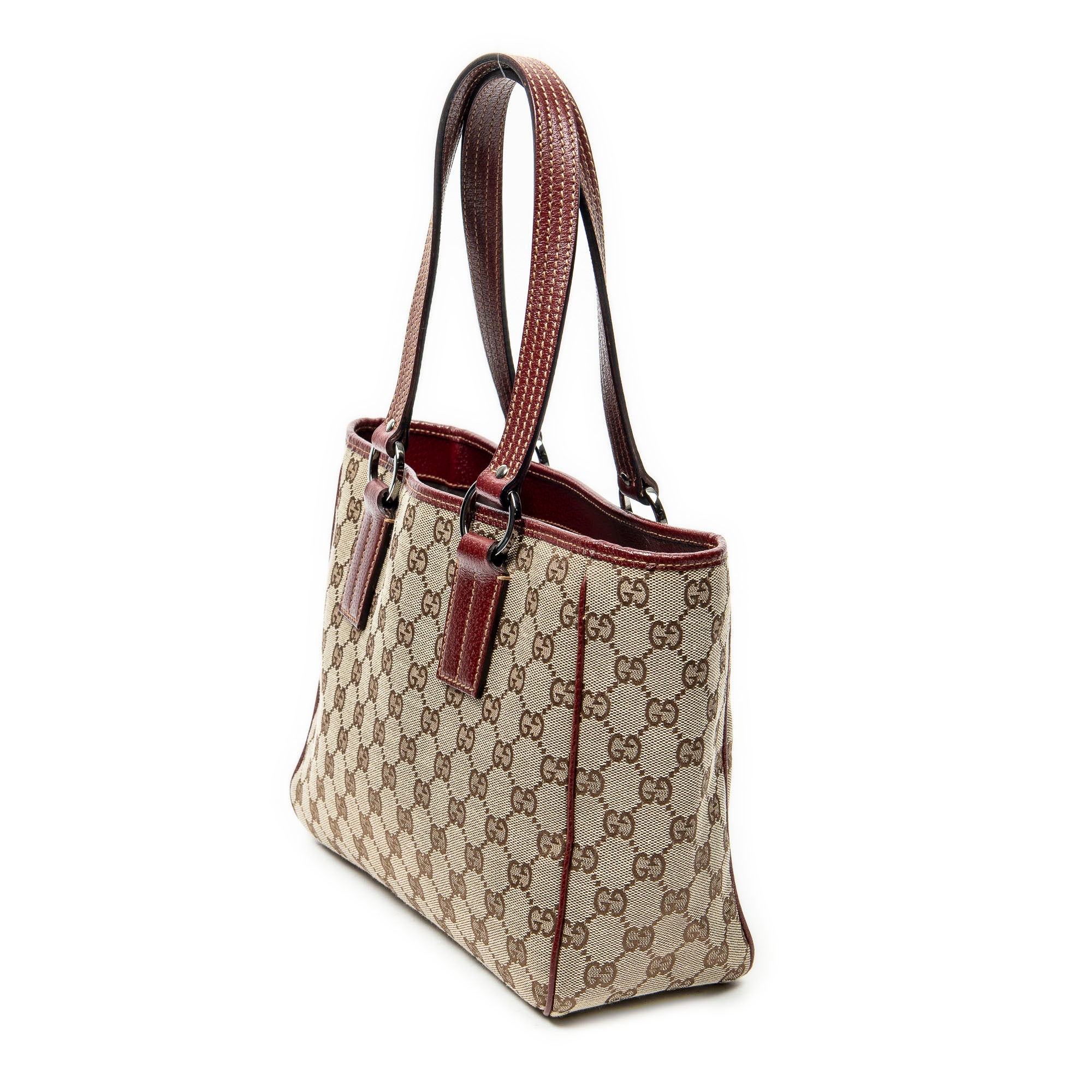 Shoulder Bag Small Shoulder Tote Maroon Monogrammed Canvas