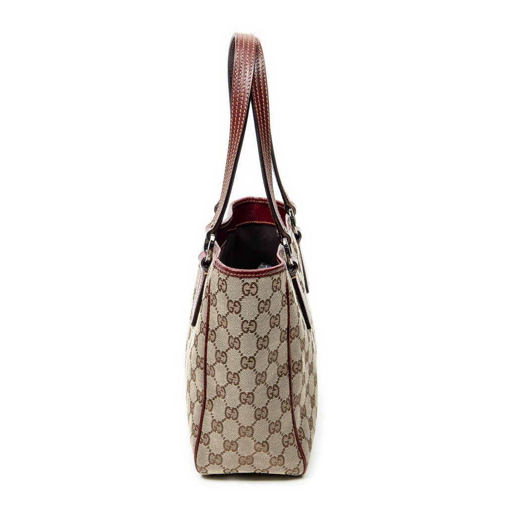 Shoulder Bag Small Shoulder Tote Maroon Monogrammed Canvas