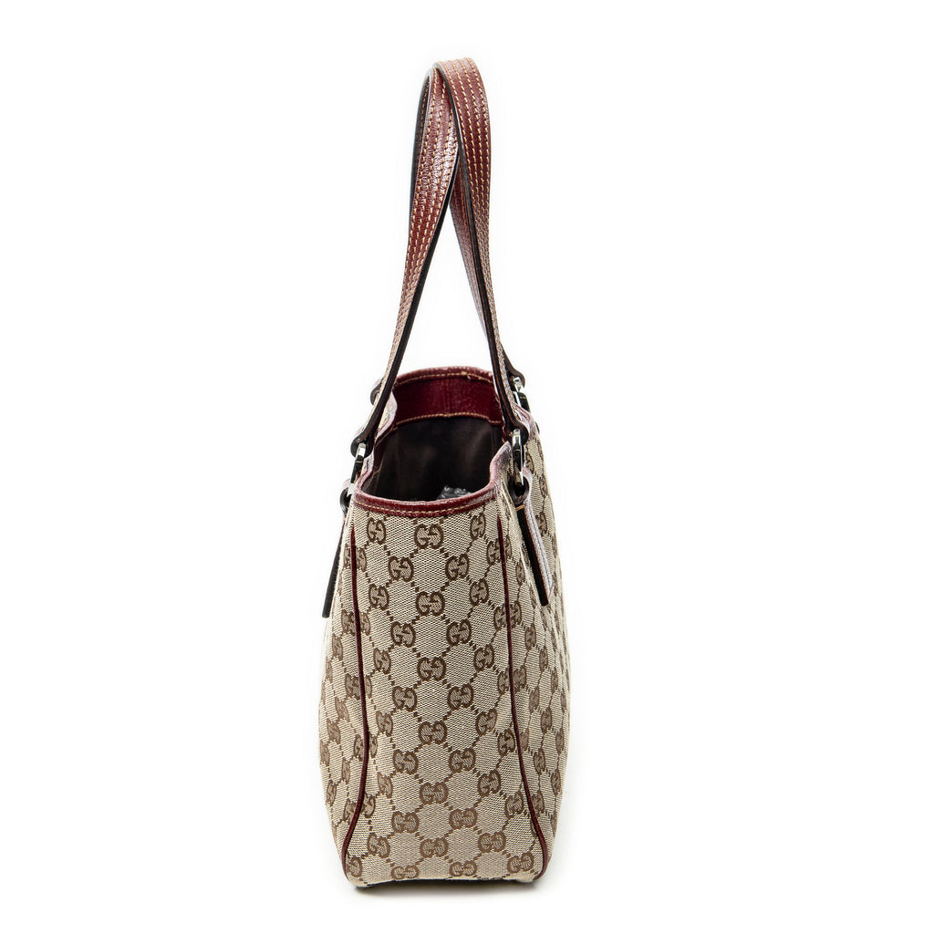 Shoulder Bag Small Shoulder Tote Maroon Monogrammed Canvas