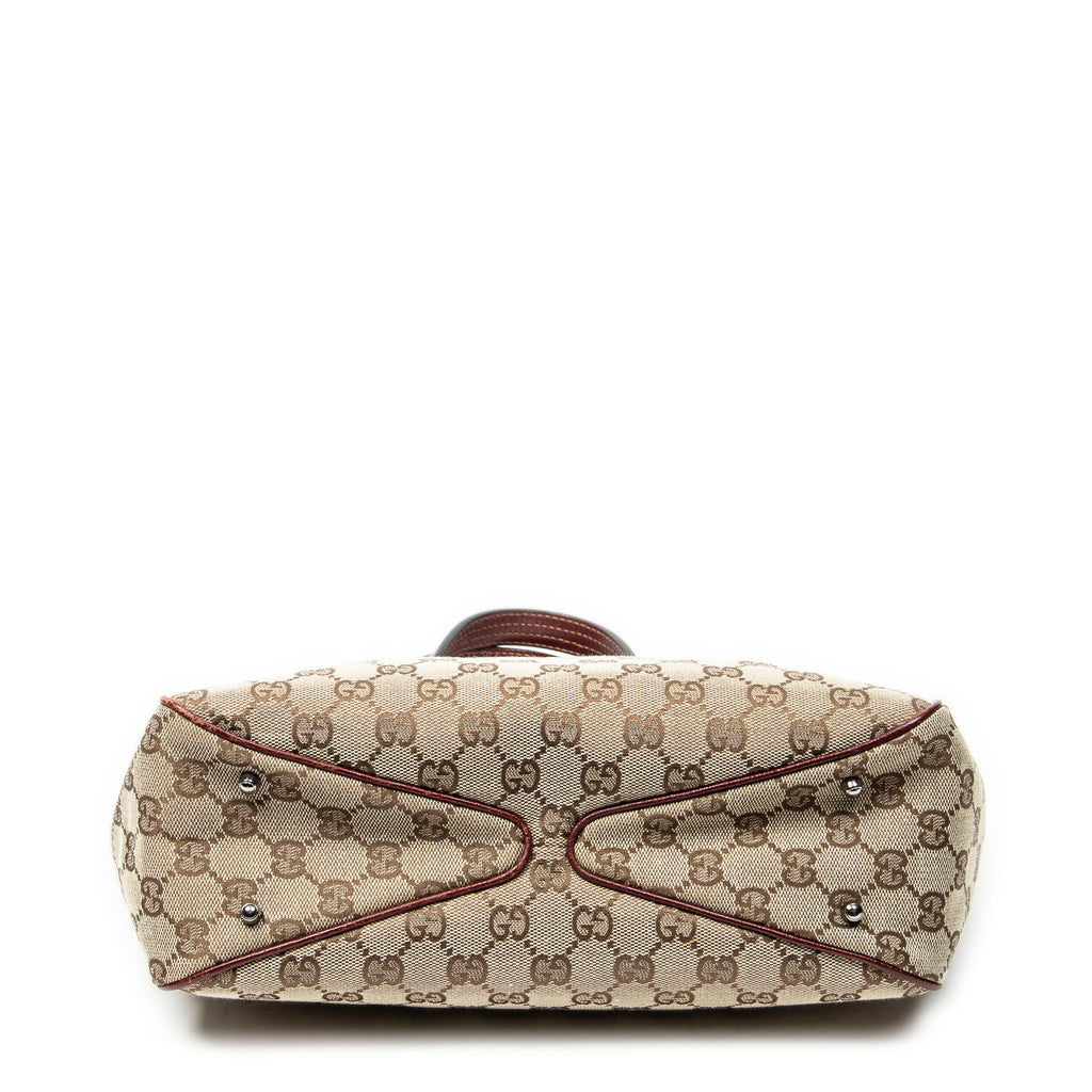 Shoulder Bag Small Shoulder Tote Maroon Monogrammed Canvas