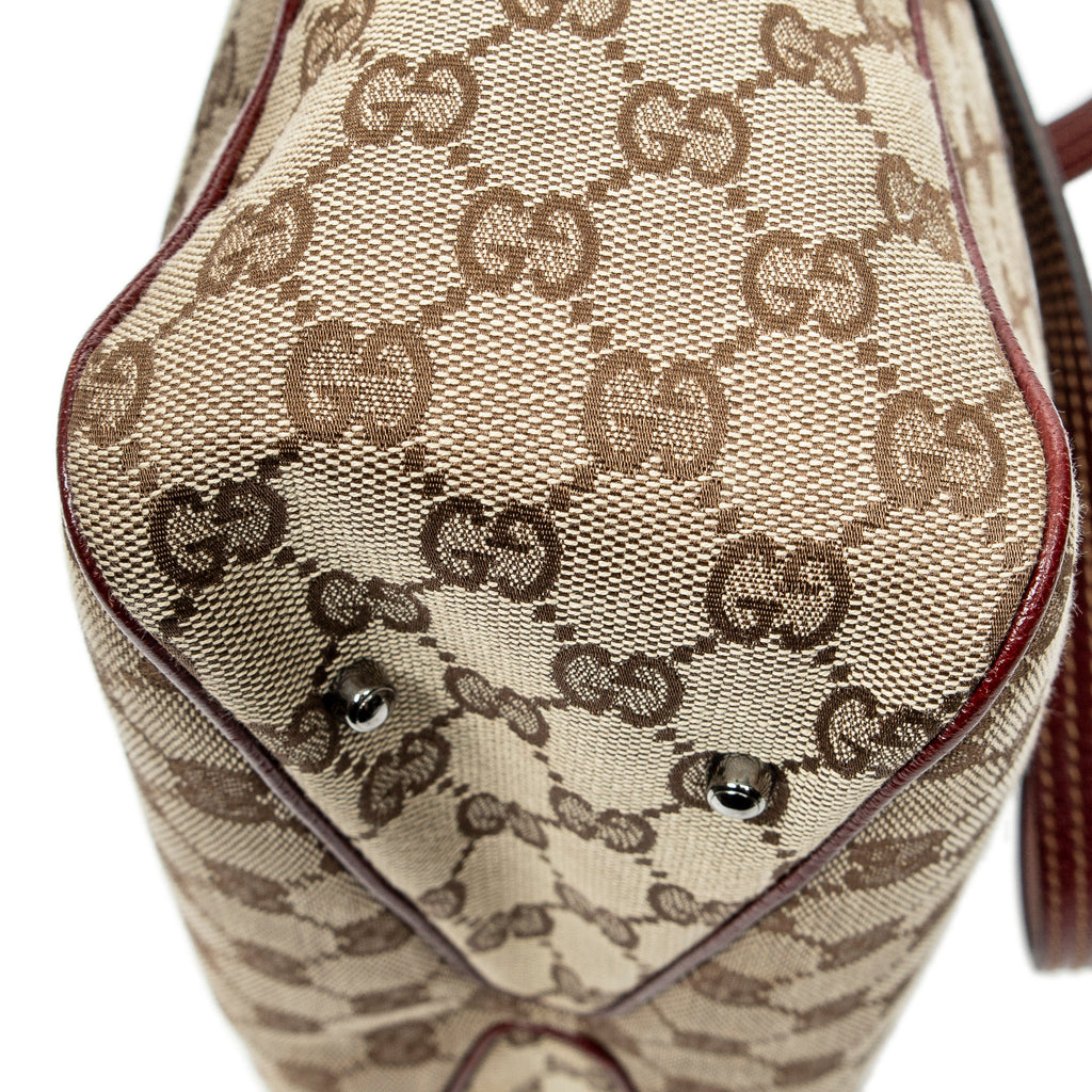 Shoulder Bag Small Shoulder Tote Maroon Monogrammed Canvas