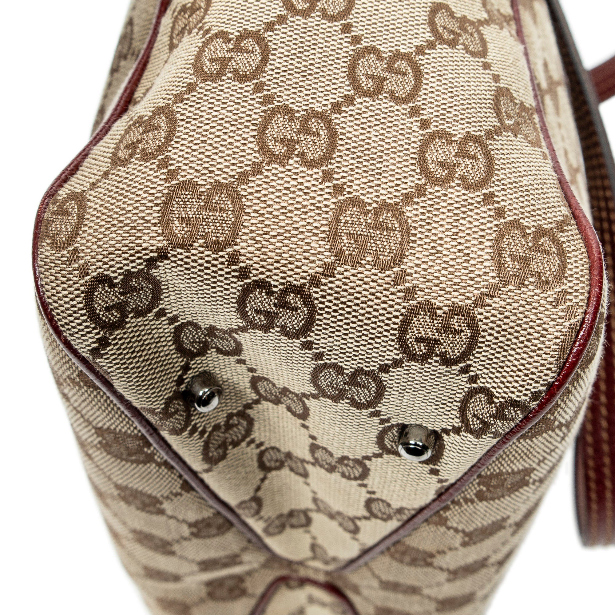 Shoulder Bag Small Shoulder Tote Maroon Monogrammed Canvas