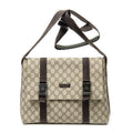 Shoulder Bag Medium Buckle Messenger Dark Brown Supreme Coated Canvas