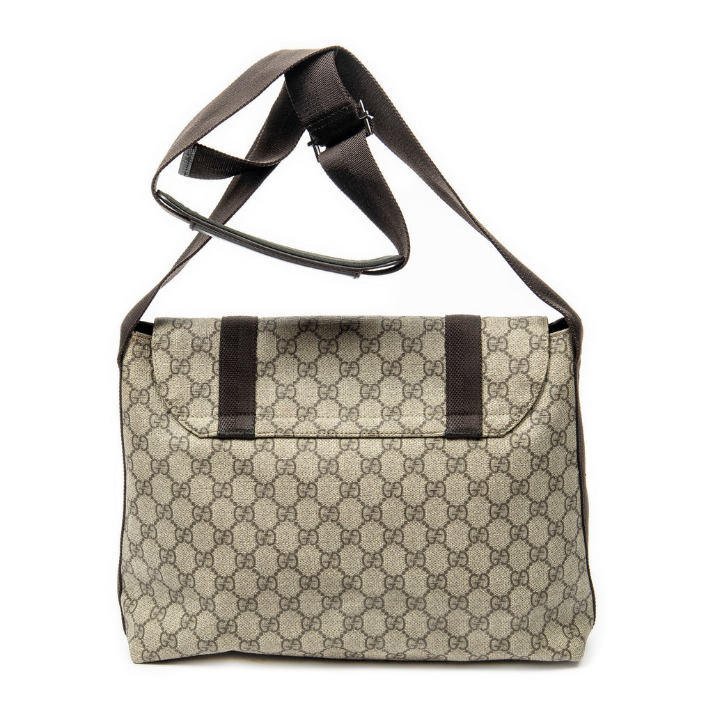 Shoulder Bag Medium Buckle Messenger Dark Brown Supreme Coated Canvas