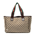 Shoulder Bag Web Medium Pop Tote Brown Monogrammed Canvas