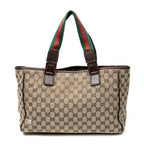 Shoulder Bag Web Medium Pop Tote Brown Monogrammed Canvas