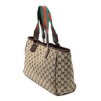 Shoulder Bag Web Medium Pop Tote Brown Monogrammed Canvas