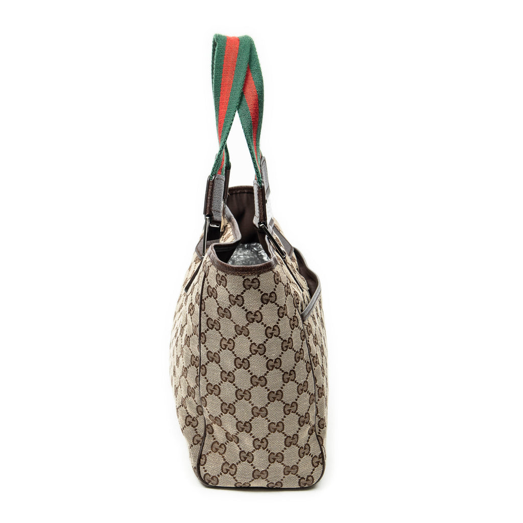 Shoulder Bag Web Medium Pop Tote Brown Monogrammed Canvas