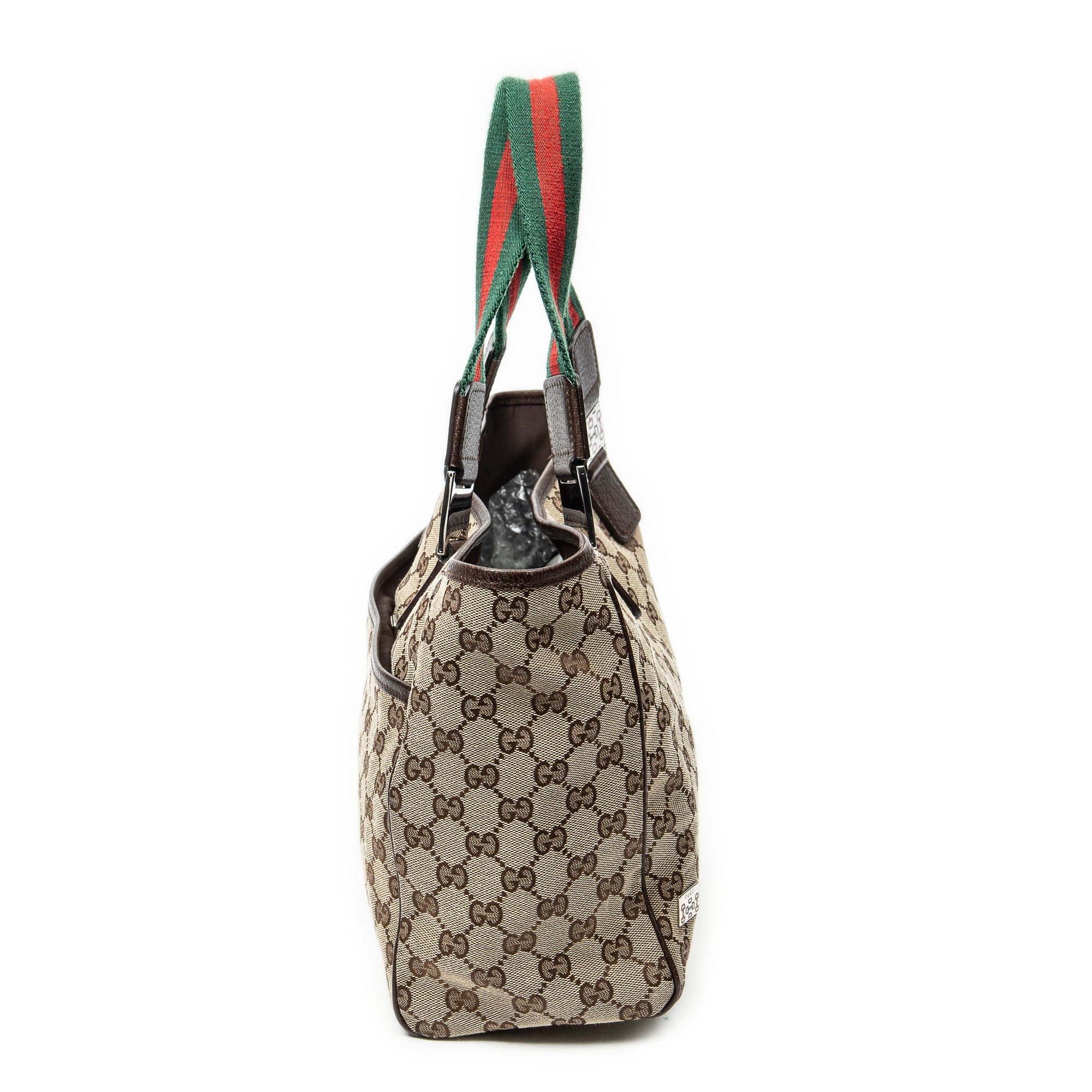 Shoulder Bag Web Medium Pop Tote Brown Monogrammed Canvas