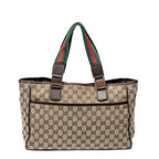 Shoulder Bag Web Medium Pop Tote Brown Monogrammed Canvas