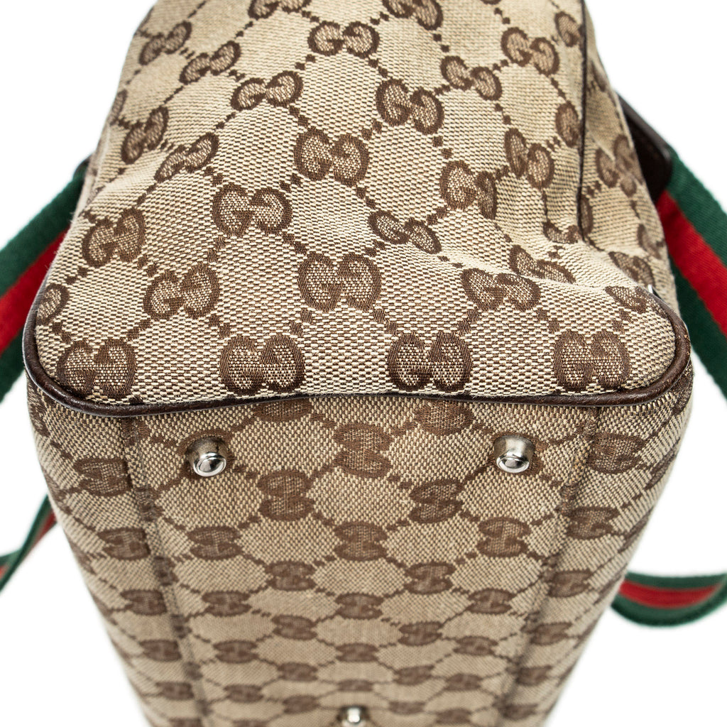 Shoulder Bag Web Medium Pop Tote Brown Monogrammed Canvas