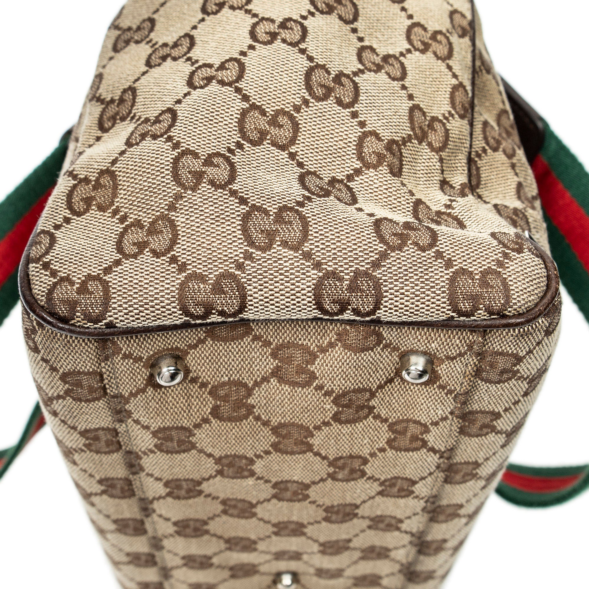 Shoulder Bag Web Medium Pop Tote Brown Monogrammed Canvas