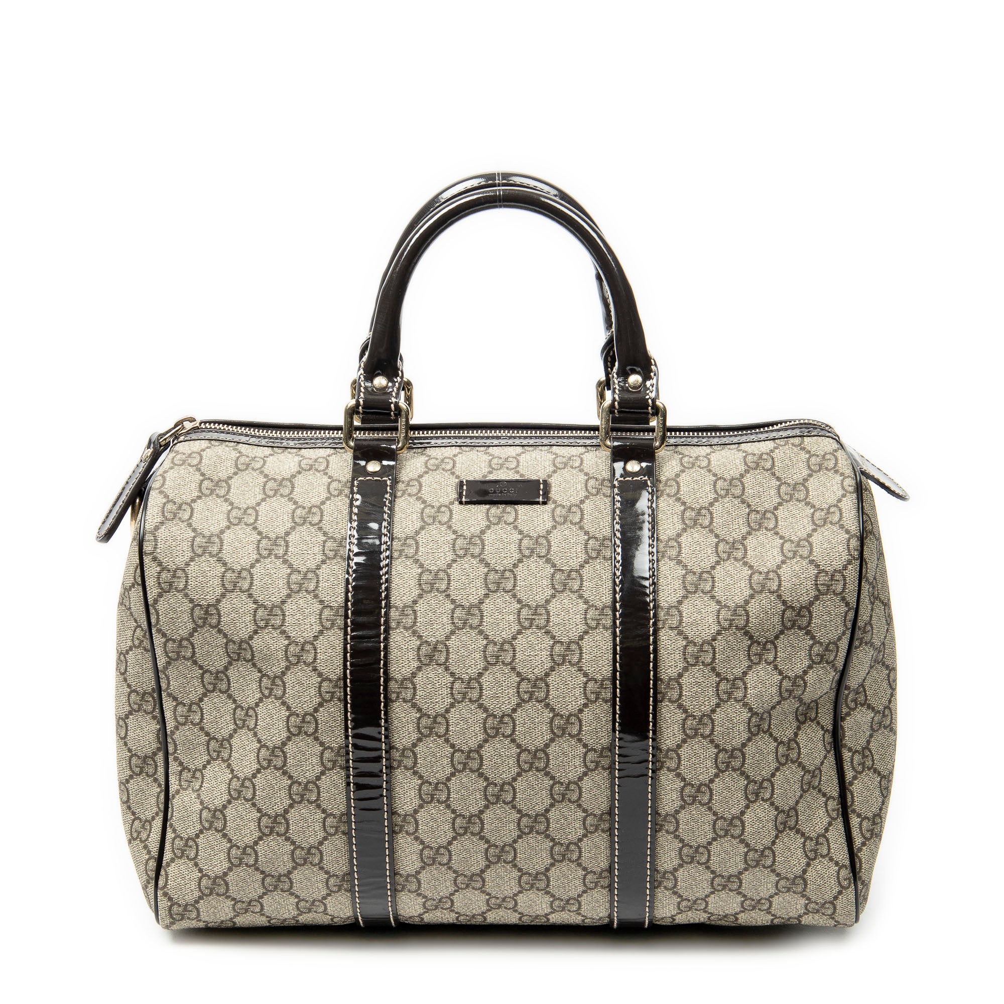Handbag Medium Boston Dark Brown Supreme Coated Canvas