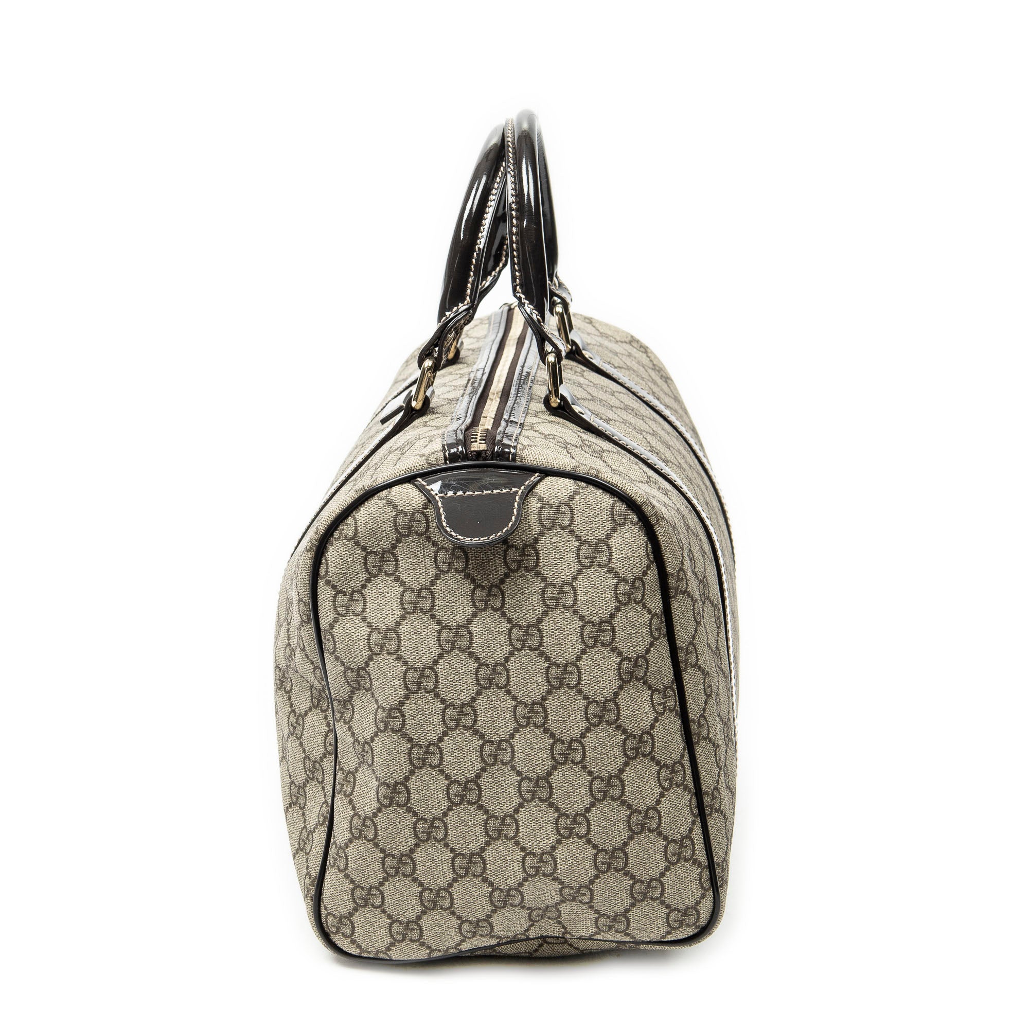 Handbag Medium Boston Dark Brown Supreme Coated Canvas