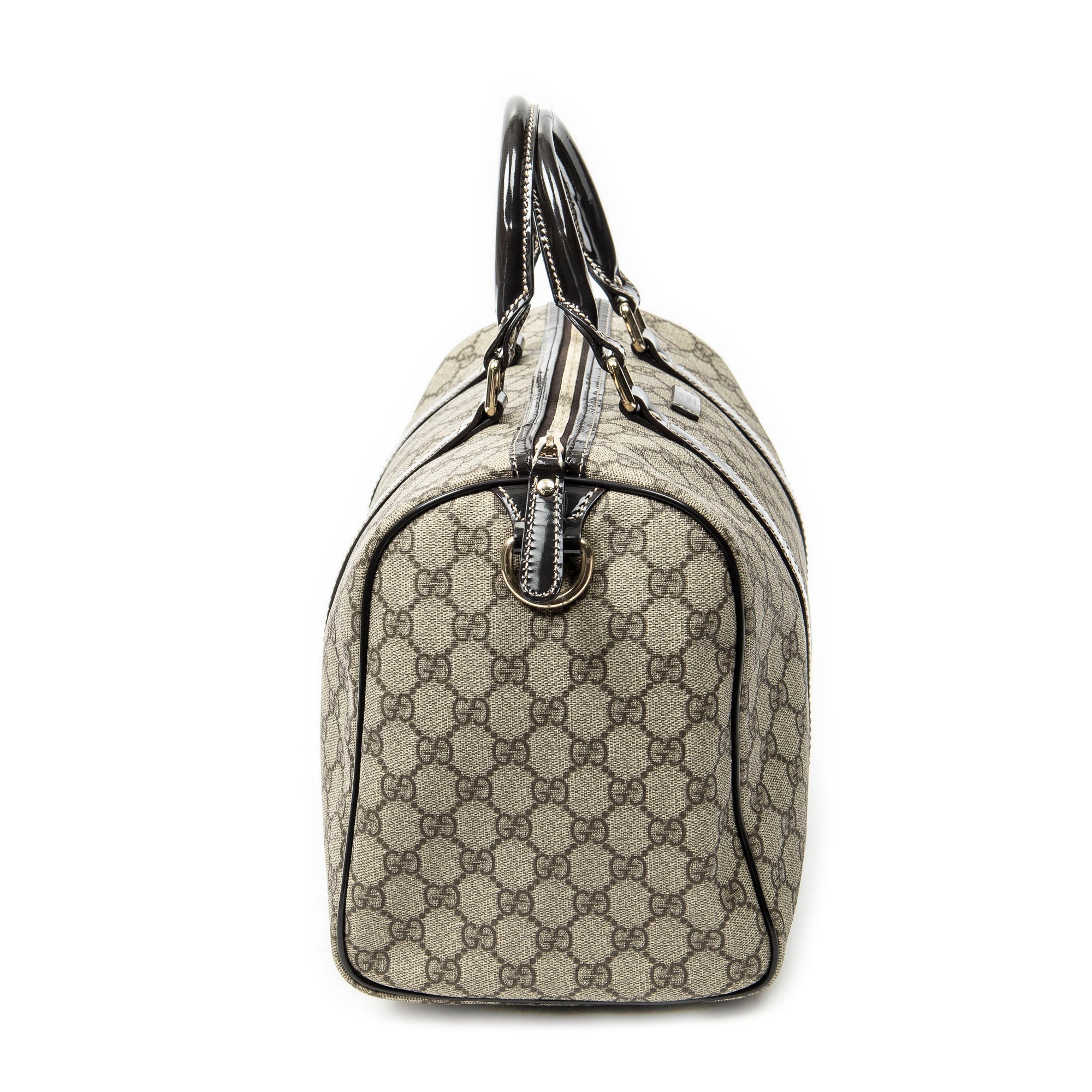 Handbag Medium Boston Dark Brown Supreme Coated Canvas