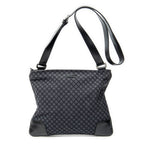 Shoulder Bag Large Square Zip Messenger Black Diamante Canvas