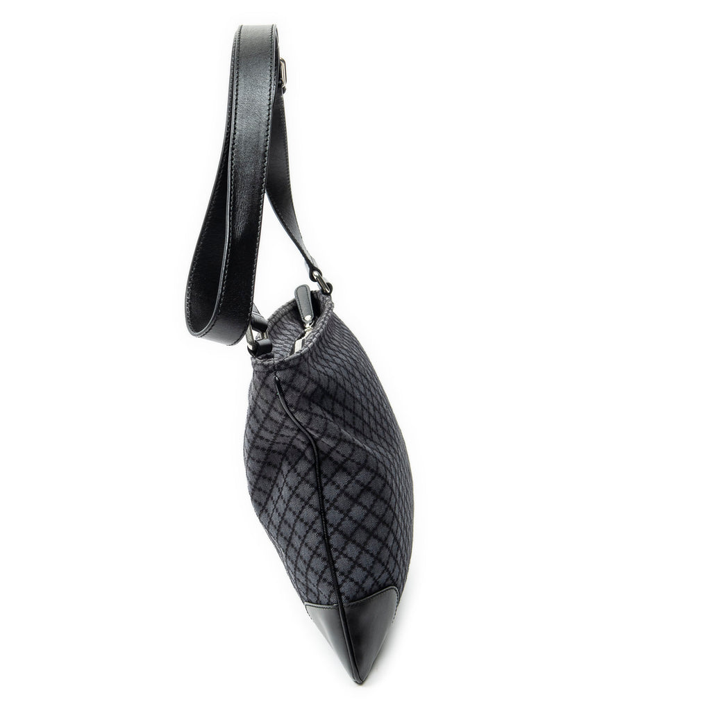 Shoulder Bag Large Square Zip Messenger Black Diamante Canvas