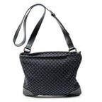 Shoulder Bag Large Square Zip Messenger Black Diamante Canvas