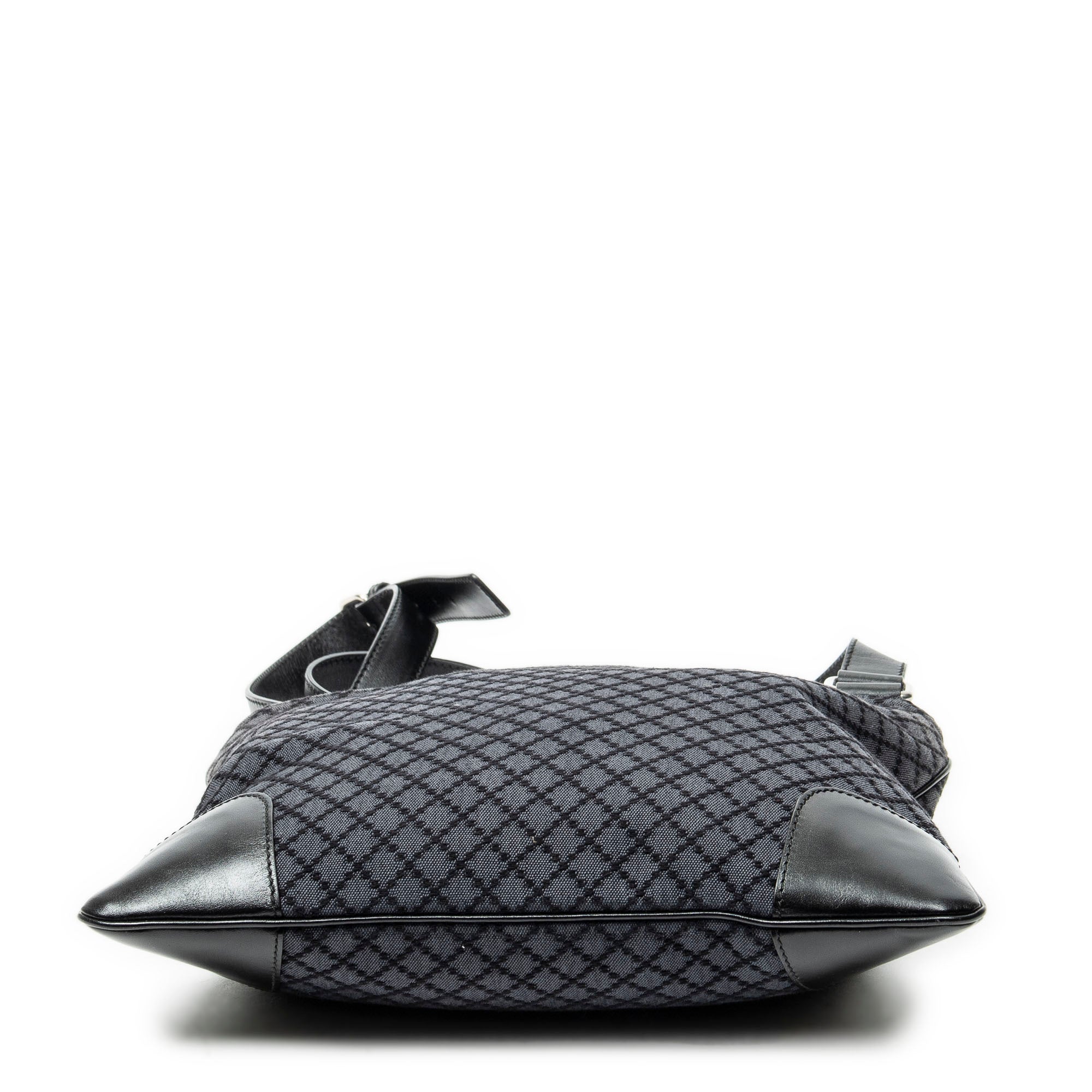 Shoulder Bag Large Square Zip Messenger Black Diamante Canvas