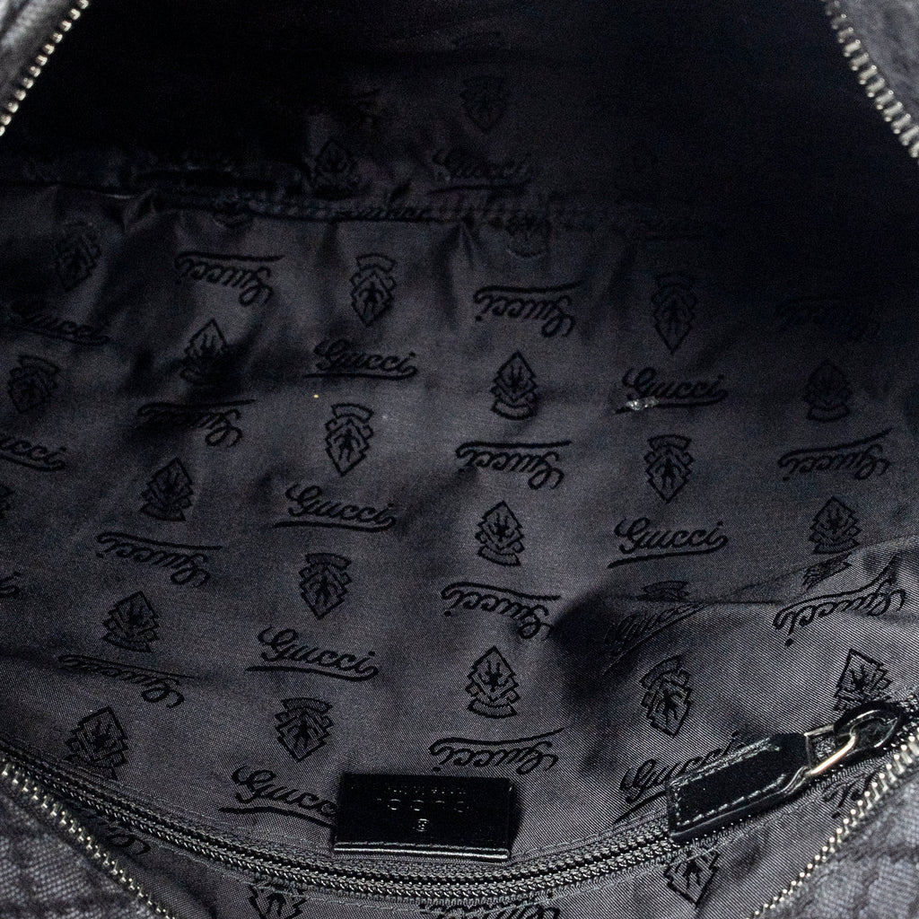 Shoulder Bag Large Square Zip Messenger Black Diamante Canvas