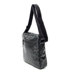 Shoulder Bag Front Zip Messenger Black Guccissima Imprint Coated Canvas