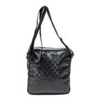 Shoulder Bag Front Zip Messenger Black Guccissima Imprint Coated Canvas
