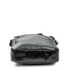 Shoulder Bag Front Zip Messenger Black Guccissima Imprint Coated Canvas