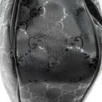 Shoulder Bag Front Zip Messenger Black Guccissima Imprint Coated Canvas