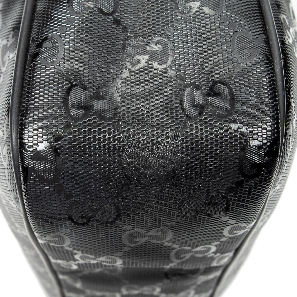 Shoulder Bag Front Zip Messenger Black Guccissima Imprint Coated Canvas