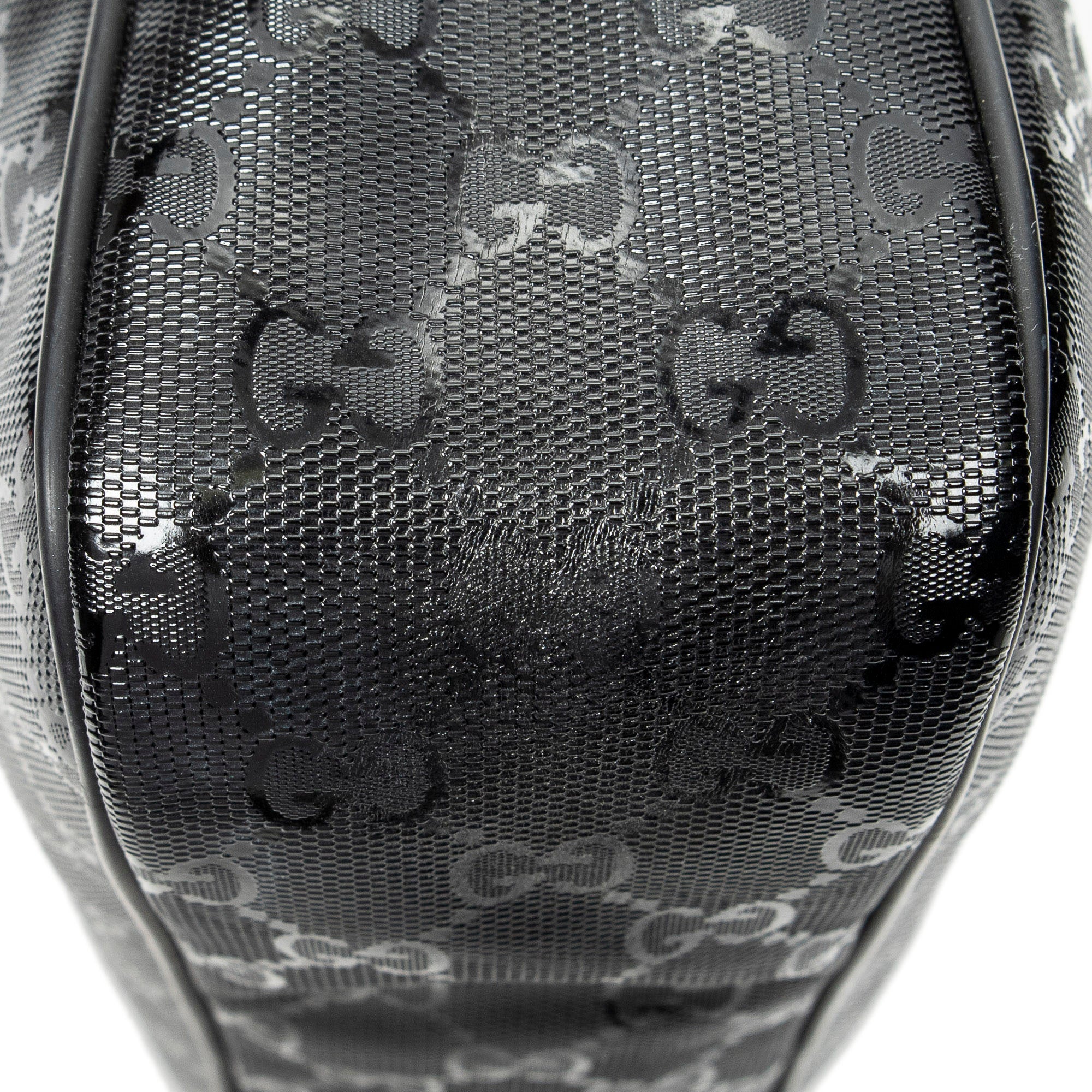 Shoulder Bag Front Zip Messenger Black Guccissima Imprint Coated Canvas