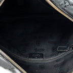 Sac à bandoulière, Messenger à fermeture éclair avant, toile enduite noire à motif Guccissima