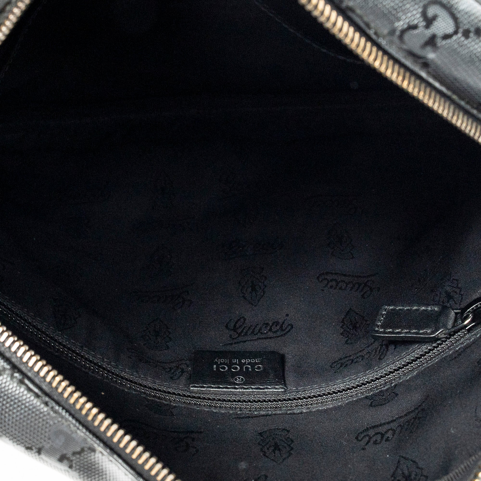 Sac à bandoulière, Messenger à fermeture éclair avant, toile enduite noire à motif Guccissima
