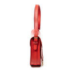 Shoulder Bag Vintage Saddle Flap Red Calfskin Leather
