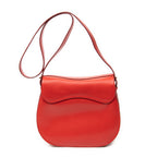 Shoulder Bag Vintage Saddle Flap Red Calfskin Leather