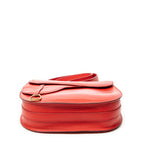 Shoulder Bag Vintage Saddle Flap Red Calfskin Leather
