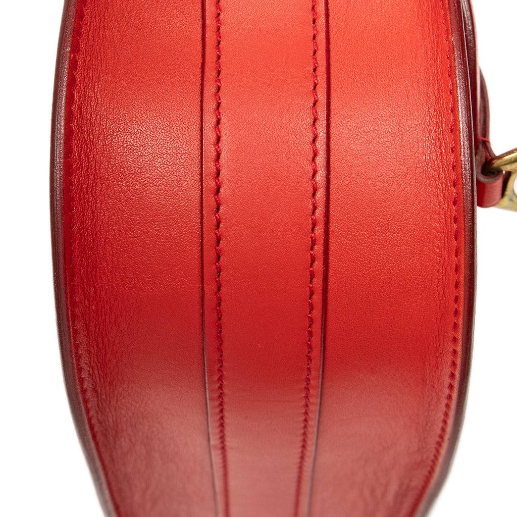 Shoulder Bag Vintage Saddle Flap Red Calfskin Leather